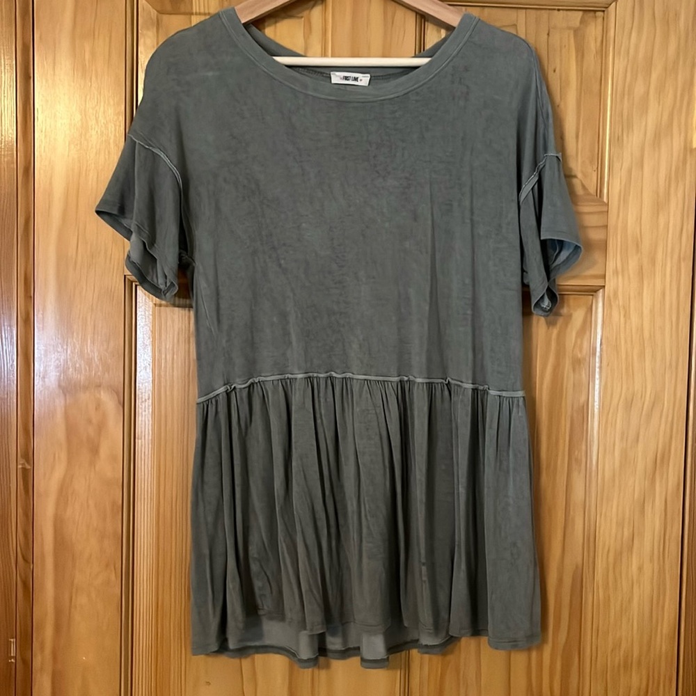 Greenish-Gray Flowy Blouse